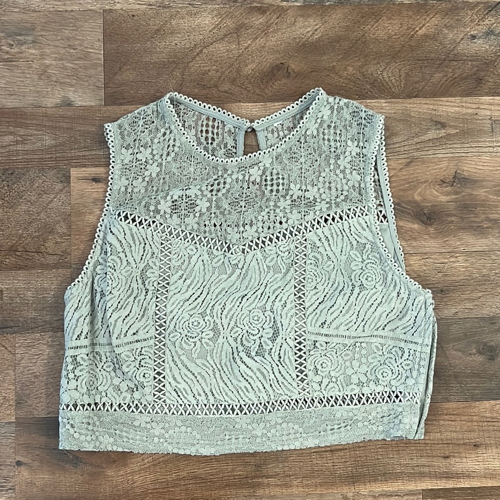 Sage Green Lace Crop Top